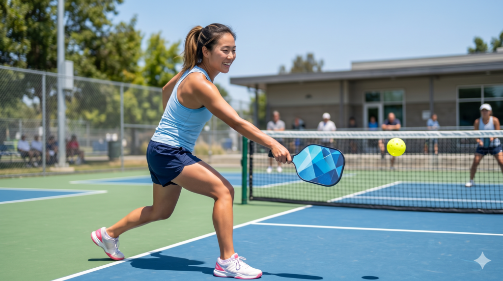 Beginner learning pickleball with a control-focused paddle
