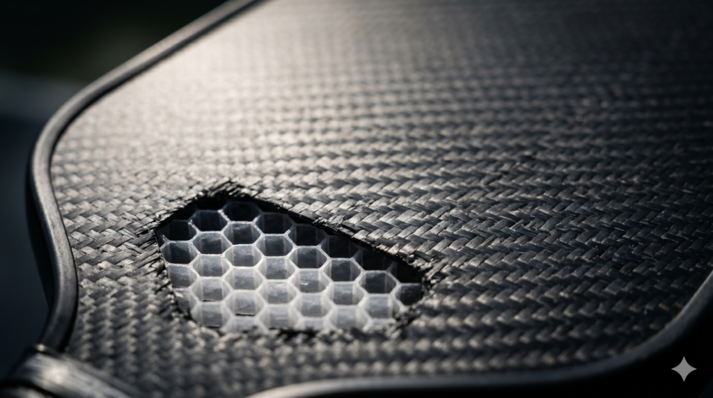 Carbon fiber pickleball paddle surface and core