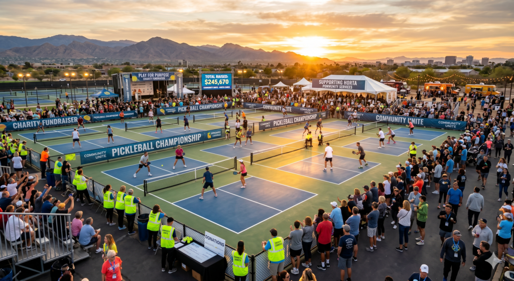 Large pickleball fundraising event bringing communities together